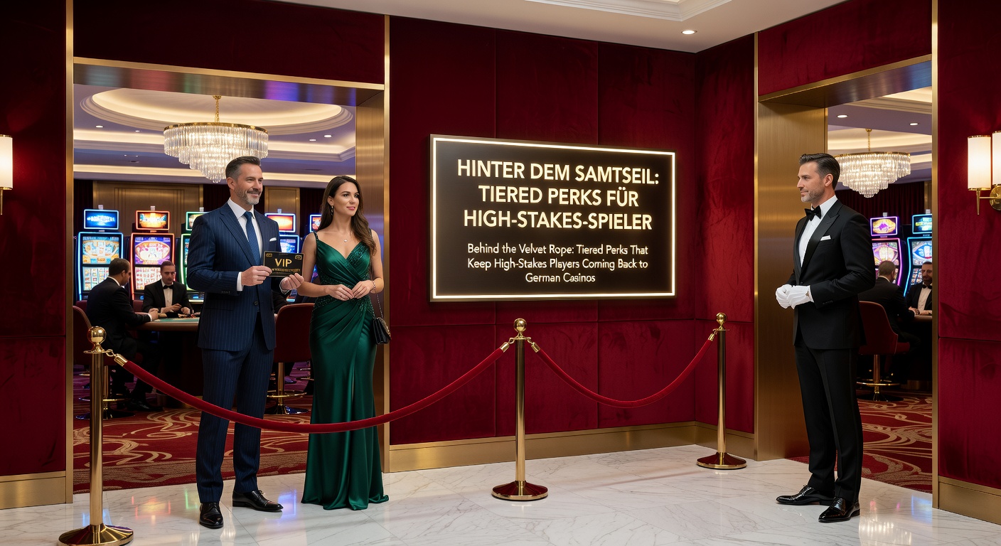 Ein eleganter VIP-Bereich in einer deutschen Spielbank mit Samtvorhängen und exklusiven Tischen, wo High-Roller ihre Einsätze platzieren
