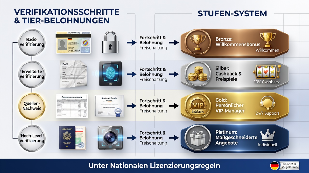 Deutsche Casino-Spieler führen Verifizierungsschritte durch, während sie gestaffelte Belohnungssysteme unter nationalen Lizenzregeln nutzen