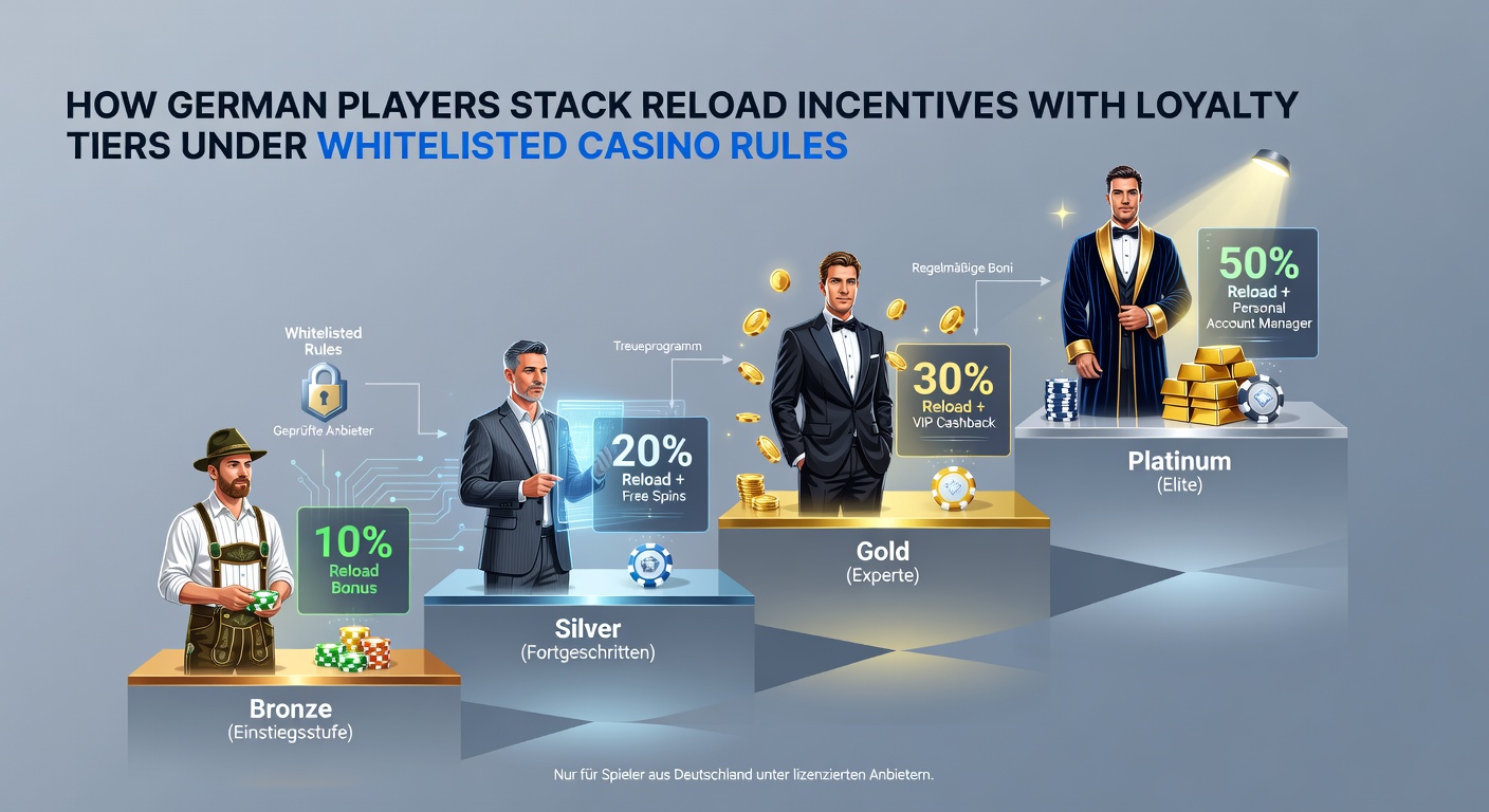 Darstellung von deutschen Casino-Spielern, die Reload-Boni und Treuestufen in lizenzierten Plattformen nutzen