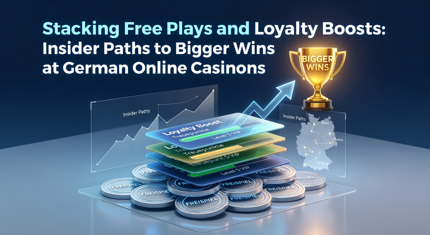 Darstellung eines Spielers, der Boni in einem Online-Casino stapelt, mit Symbolen für Free Plays und Loyalty-Punkte
